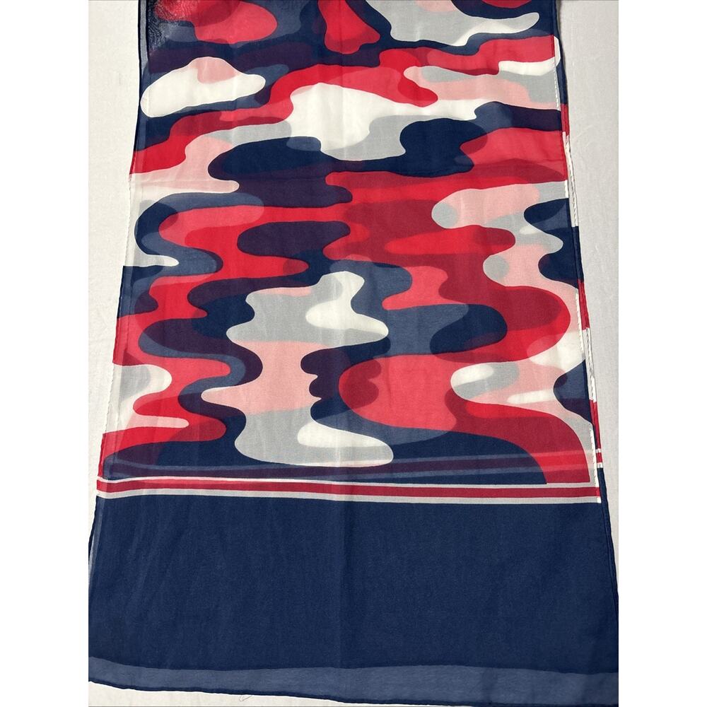 Women's 15X60" Red White Blue Chiffon Scarf USA Patriotic Spring BOHO America